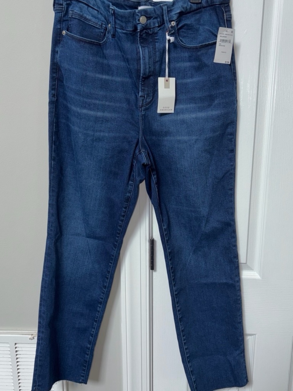 Good American Indigo High-Rise Slim Straight Jeans 14-18